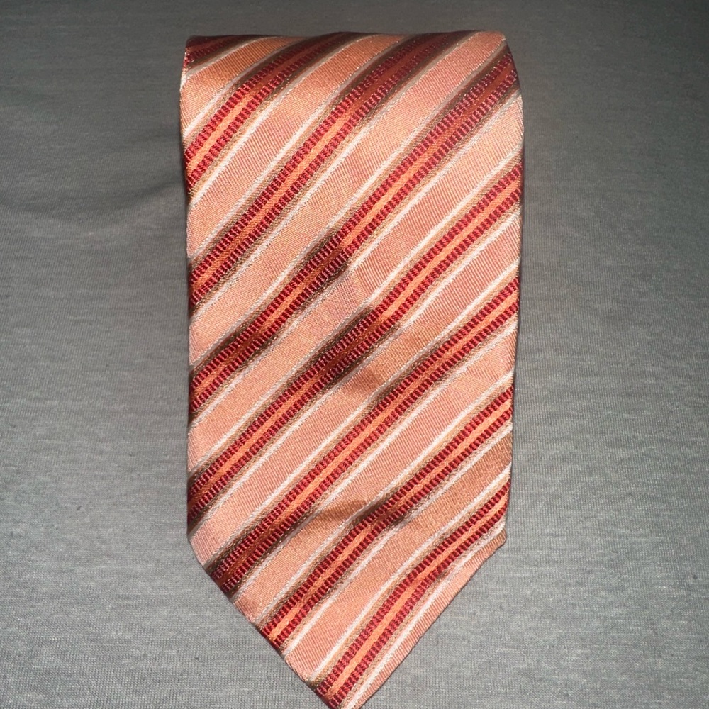 Hugo Boss Pink and Red Stripped 100% Silk Regular Tie